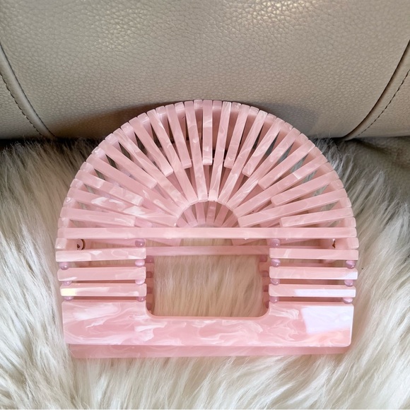 Cult Gaia Acrylic Ark Clutch Mini Top Handle Bag Pink Cocktail Party Wedding